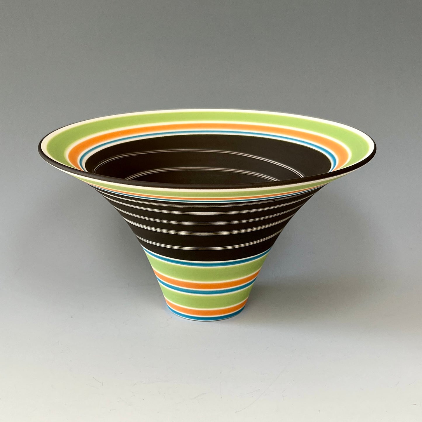 Flared Bowl - Green/Orange/Turquoise/Black
