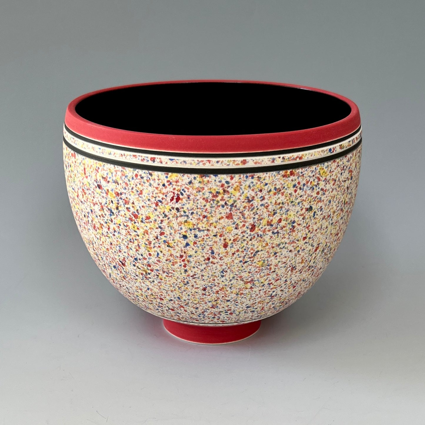 Flecked Cupped Bowl - Red/Black