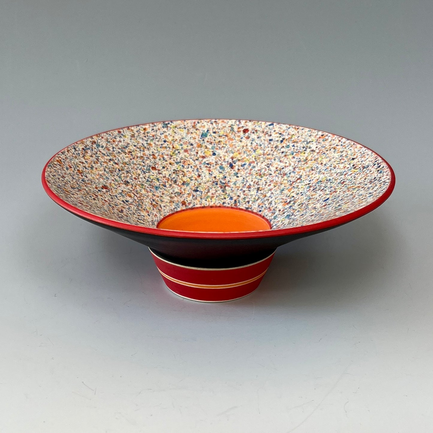 Small Flecked Flat Bowl - Orange/Red/Black