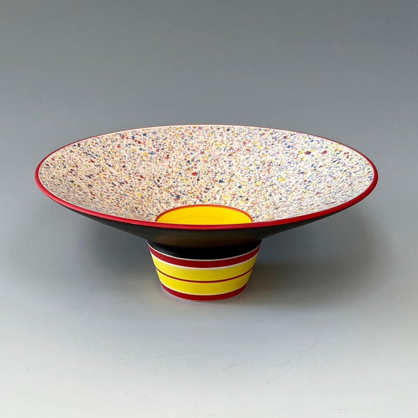 Flecked Flat Bowl - Yellow/Red/Black