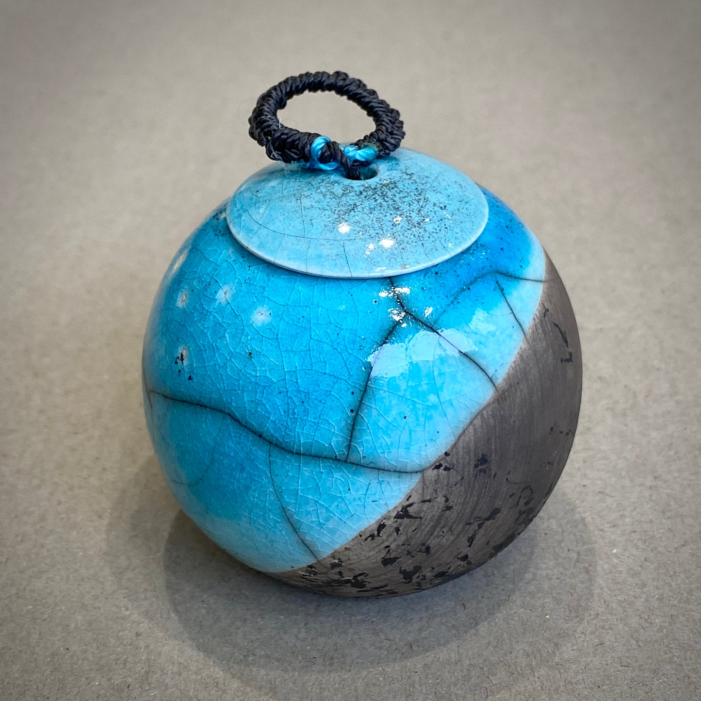 Small Raku Fired Porcelain Jar (blue)