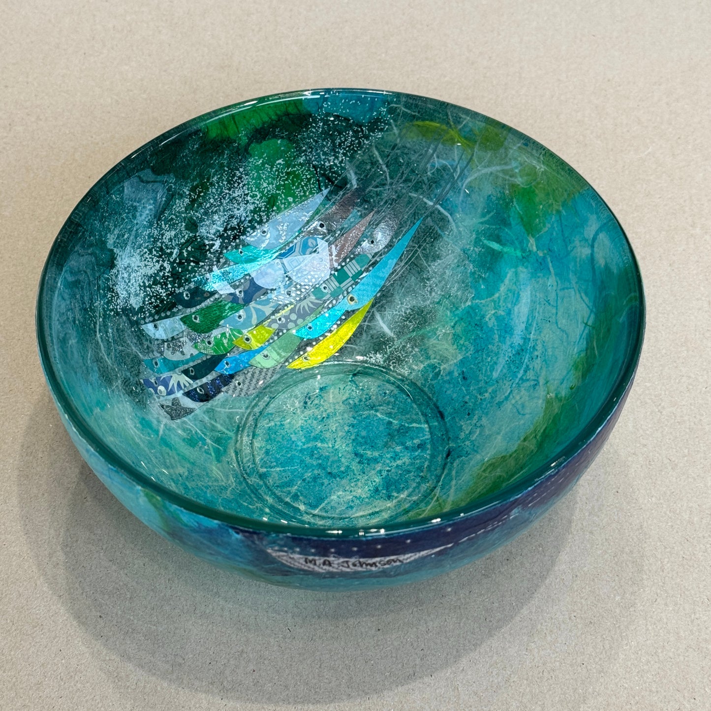 Medium Deep Bowl (green & blue)