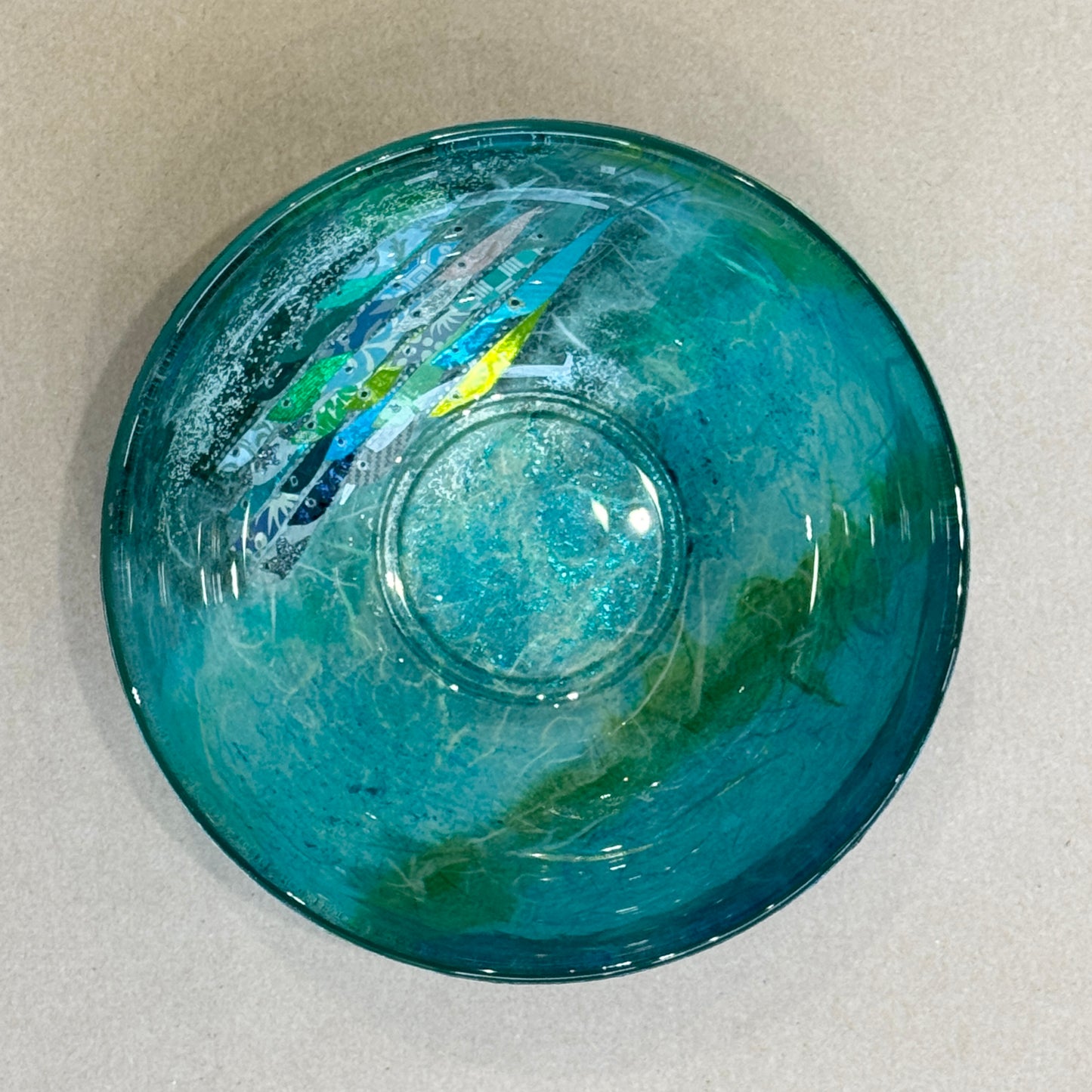 Medium Deep Bowl (green & blue)