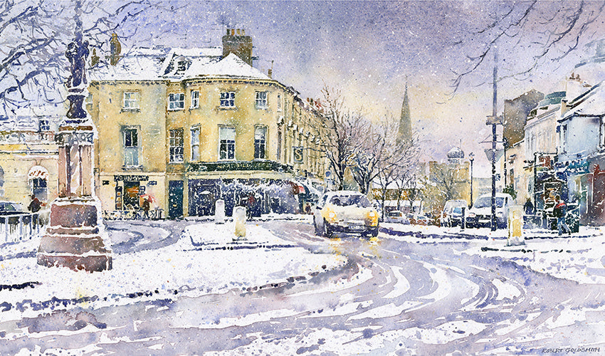 Snowy Morning, Montpellier (Mounted Print)