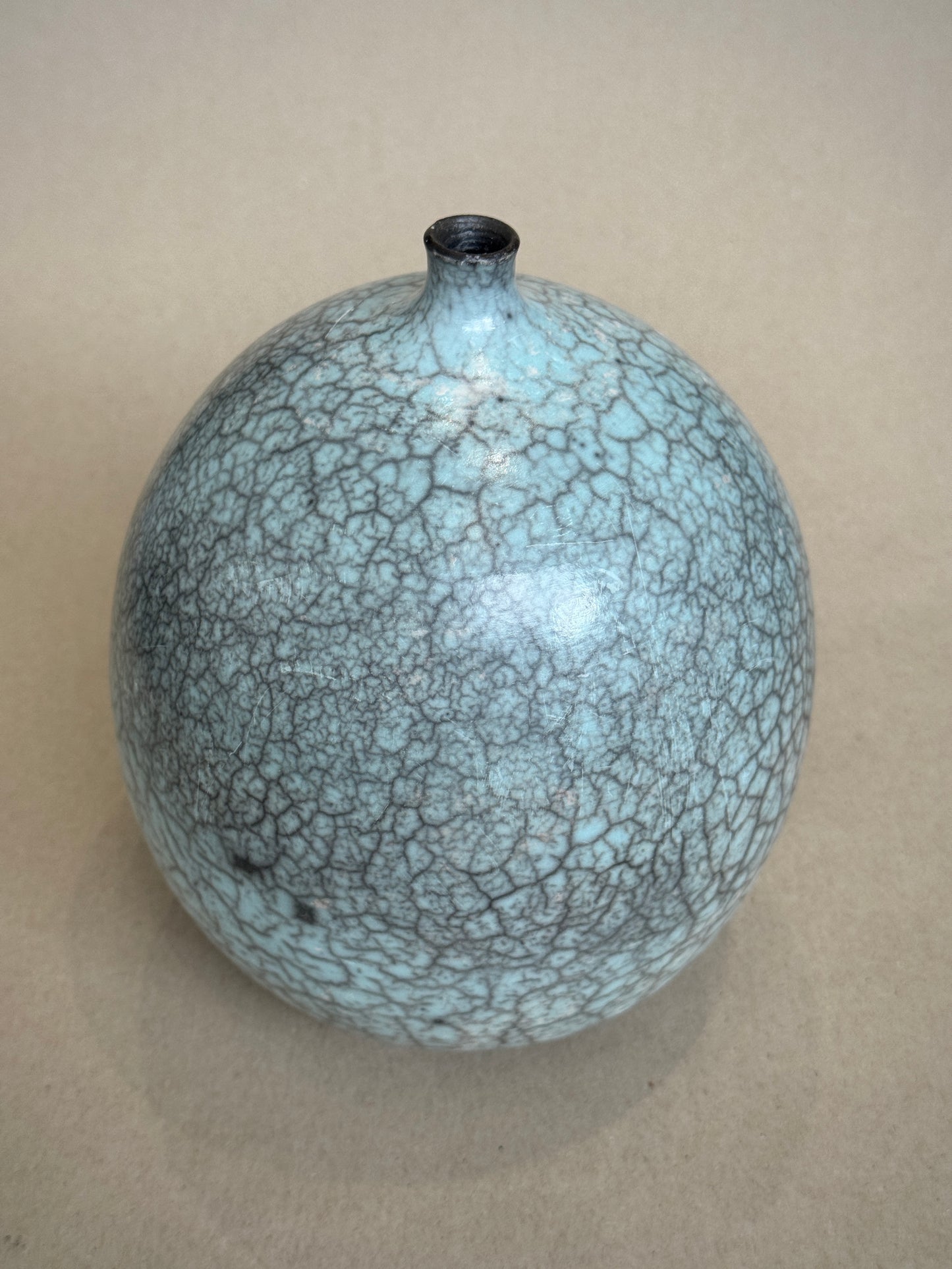 Blue Raku Narrow Neck Vessel