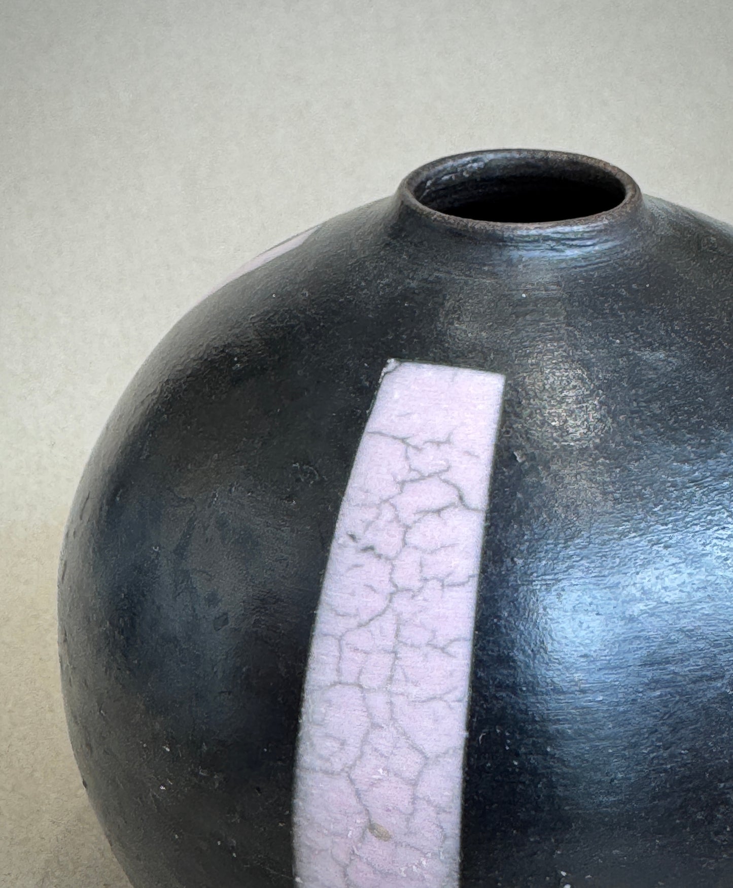Striped Broad Raku Vessel - Pink