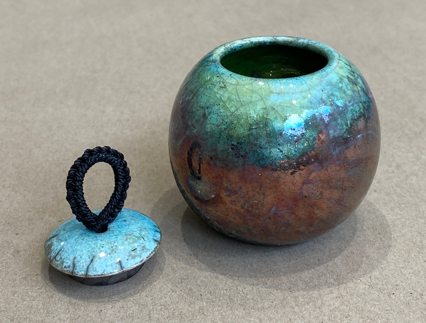 Small Raku Fired Porcelain Jar