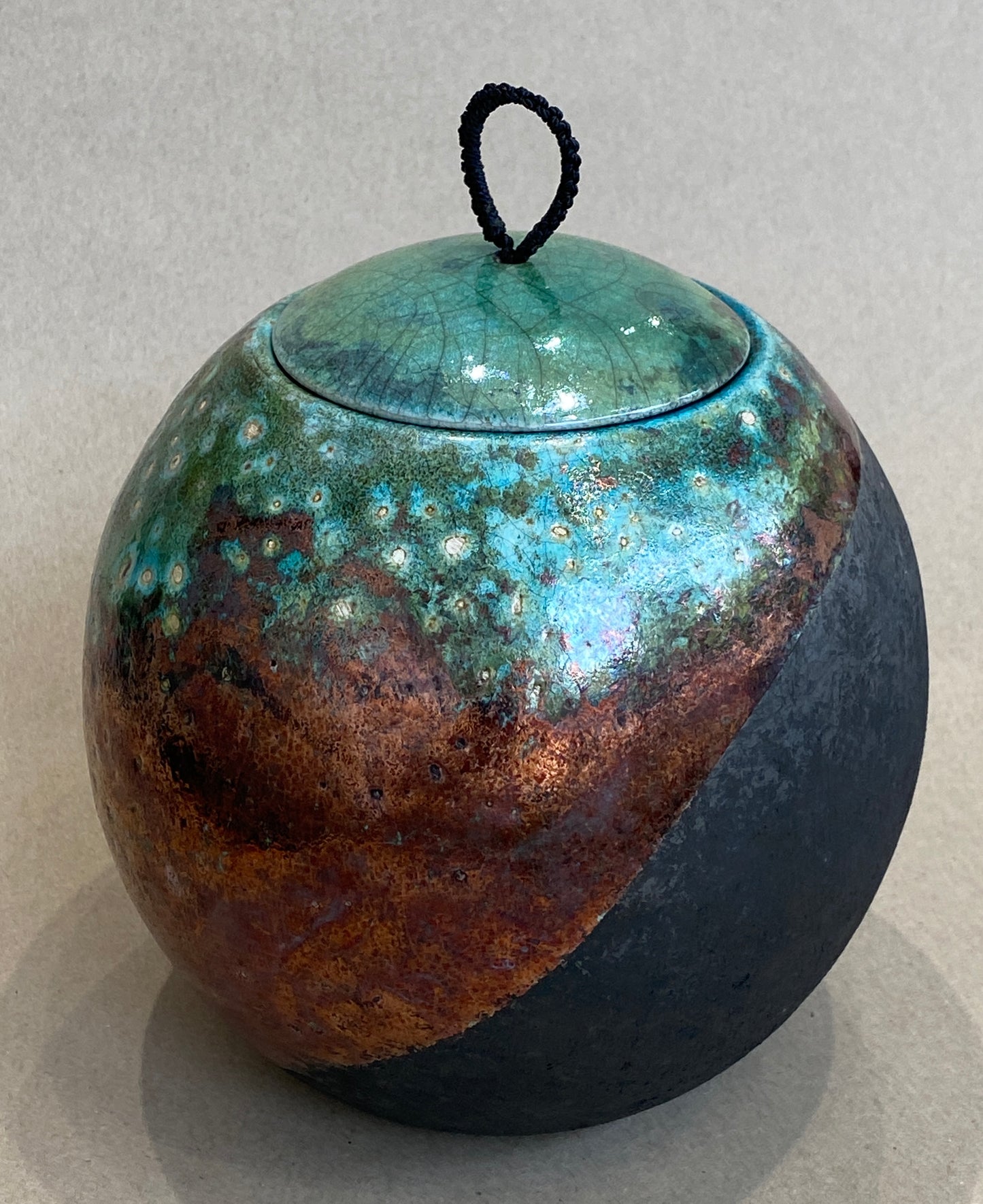 Large Raku Fired Porcelain Jar