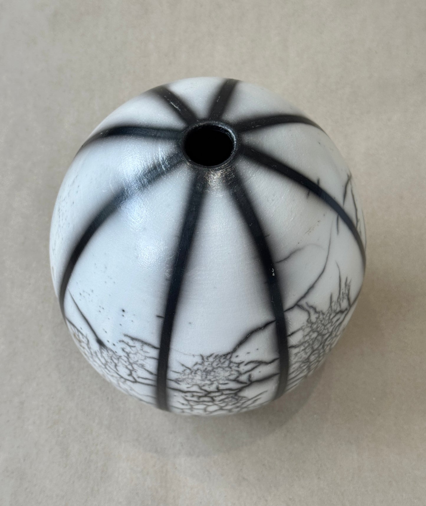 Striped Raku Vessel #113
