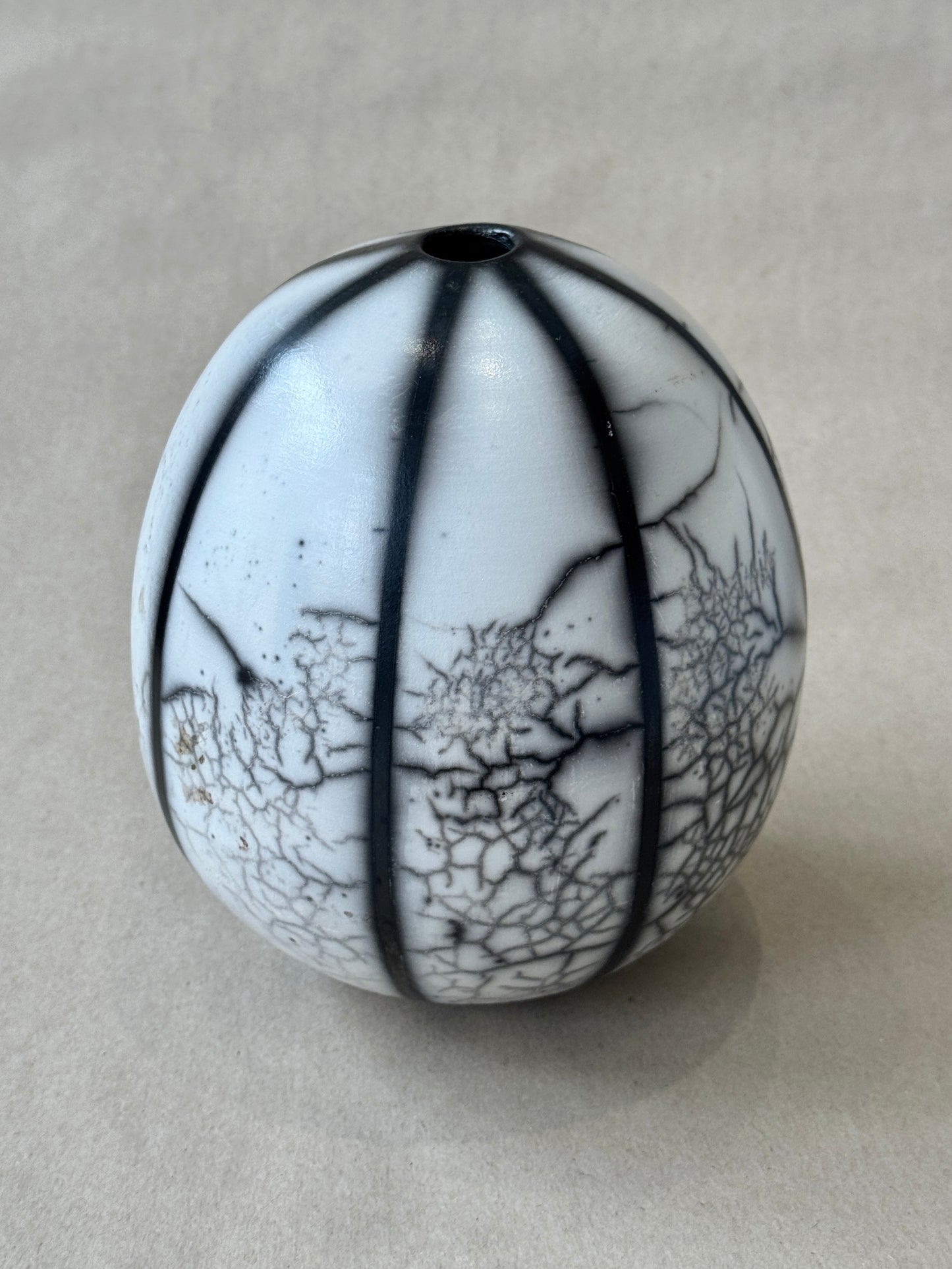 Striped Raku Vessel #113