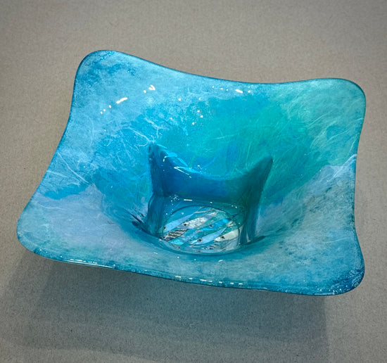 Small Square Dish (sea green & blue)