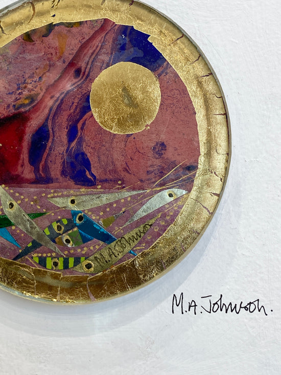 Framed Glass Disc - Golden Moon (small)