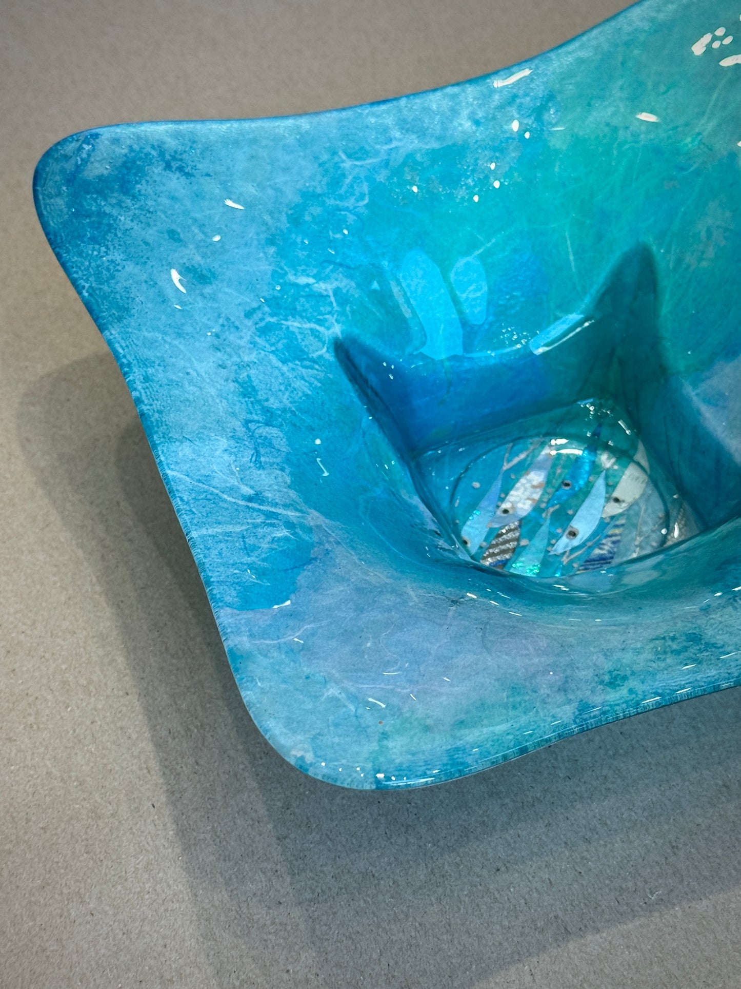 Small Square Dish (sea green & blue)