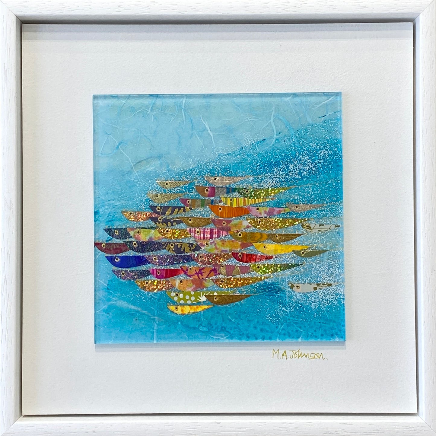 Load image into Gallery viewer, Framed Glass Square - Rainbow Fish (medium)
