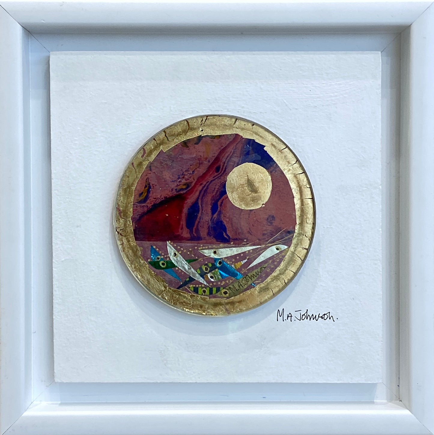 Framed Glass Disc - Golden Moon (small)