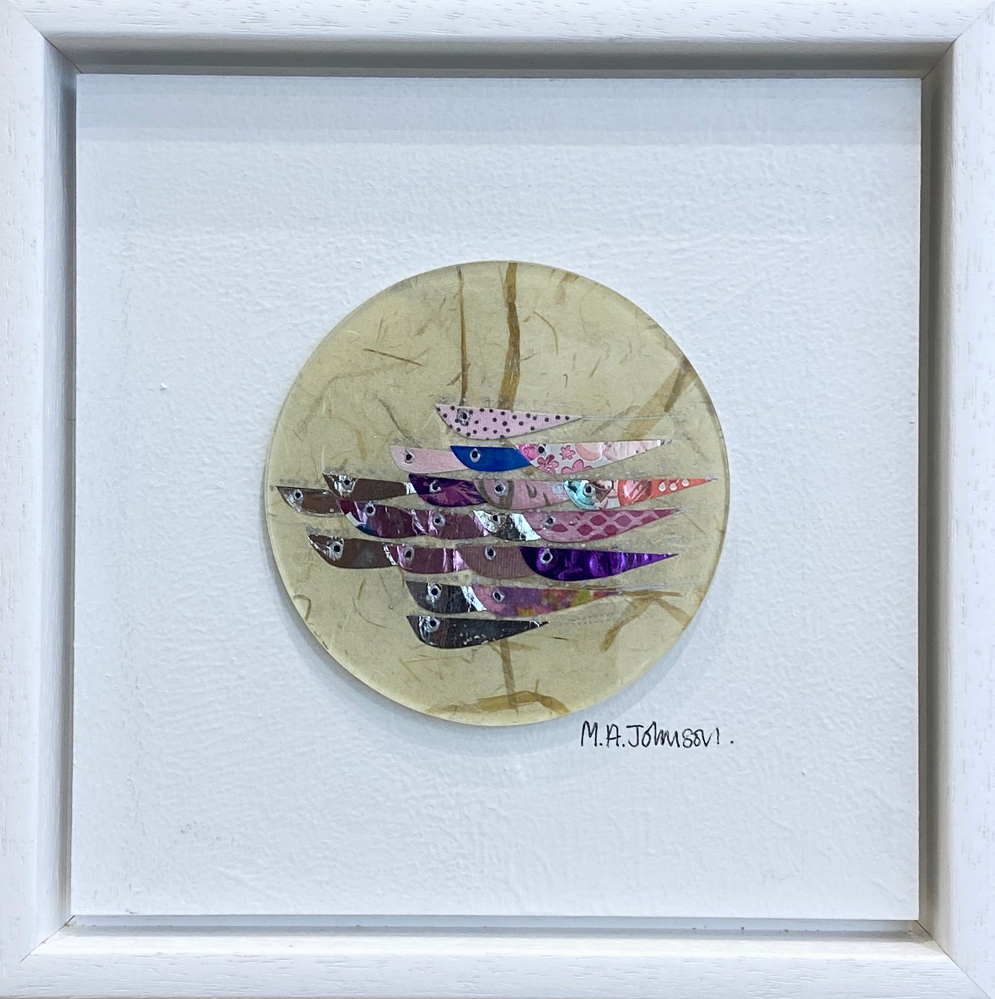 Load image into Gallery viewer, Framed Glass Disc - Pink/Purple Shoal (small)
