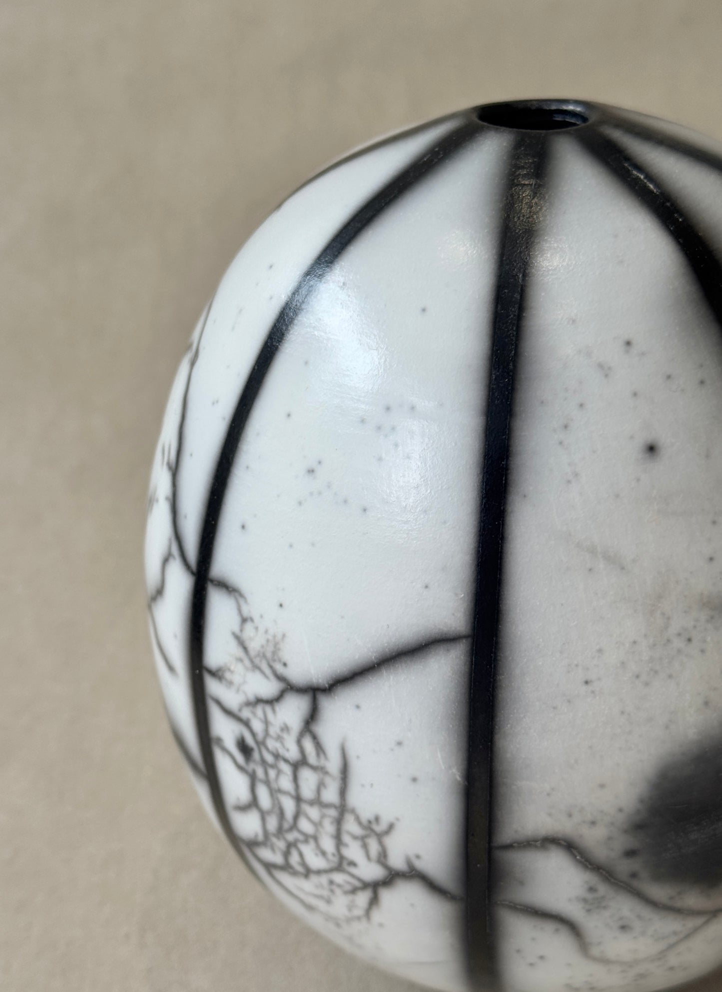 Striped Raku Vessel #113