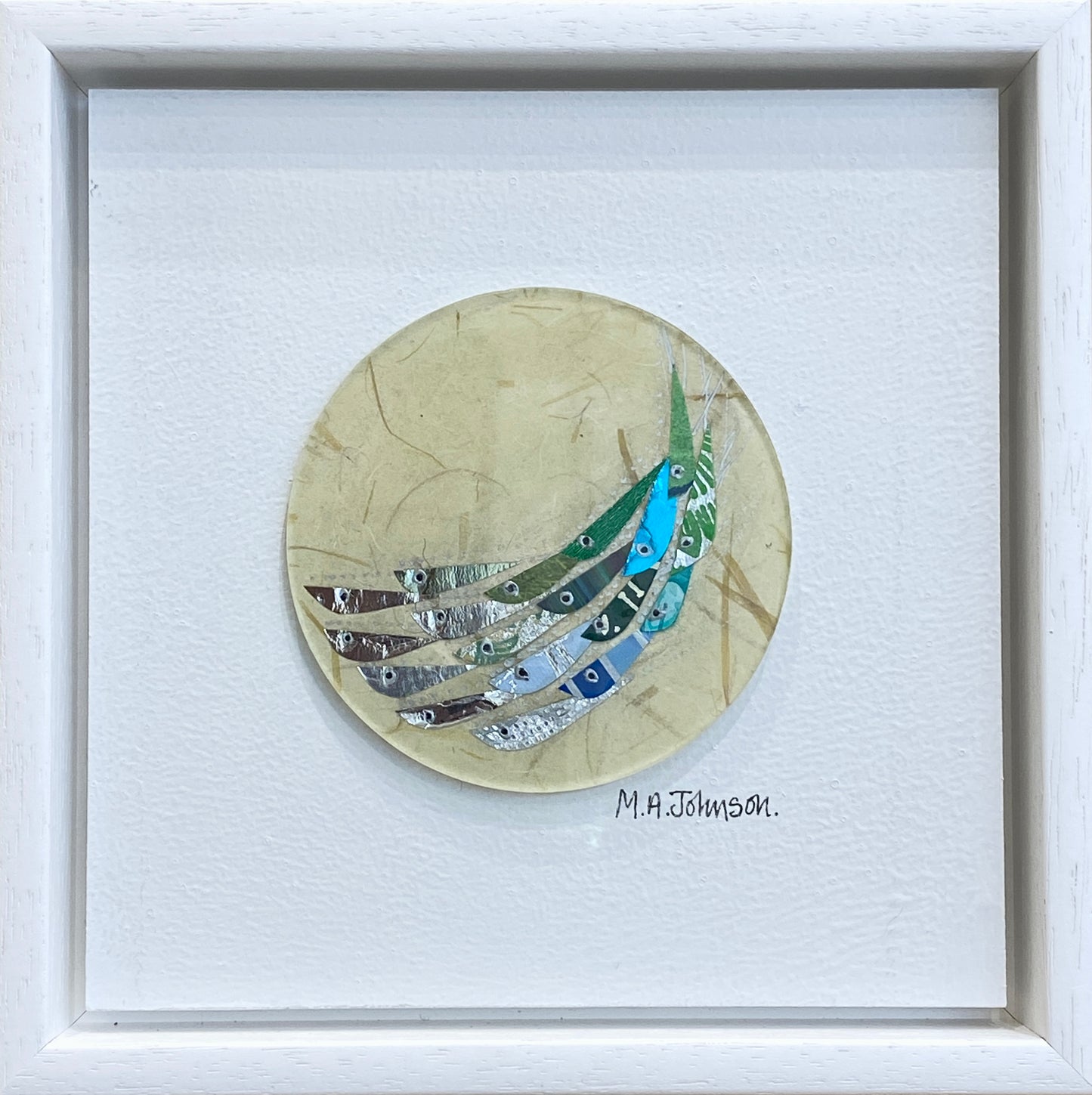 Framed Glass Disc - Green/Blue Shoal (small)