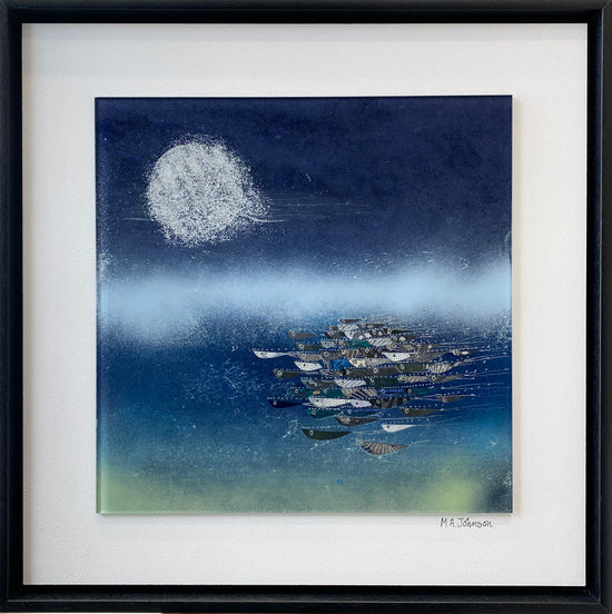 Framed Glass Disc - Moonlight Swim (large)