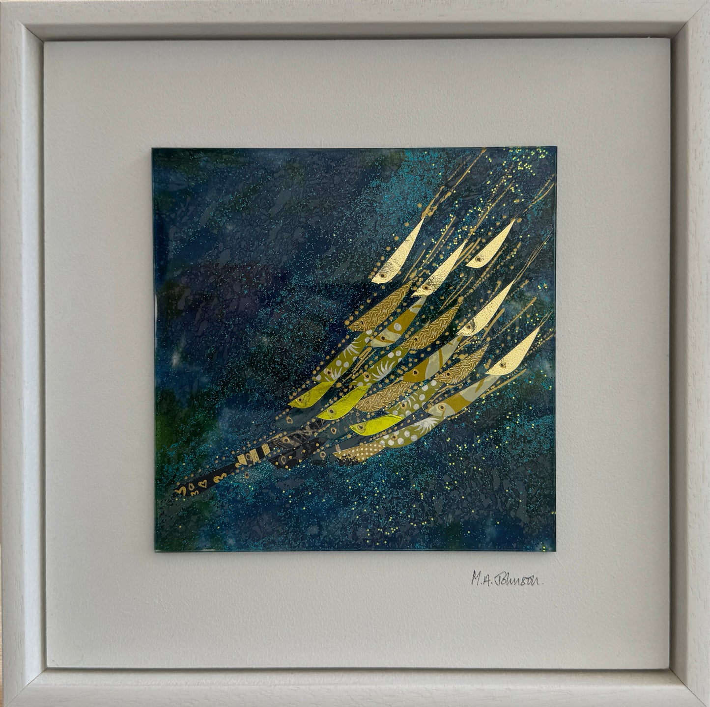 Framed Glass Square - Turquoise Dive (medium)