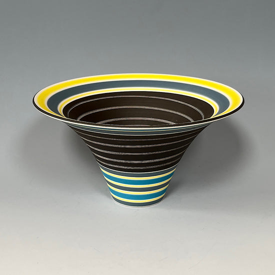 Flared Bowl - Yellow, Grey & Turquoise