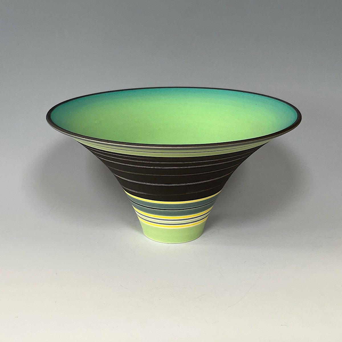 Flared Bowl -  Green, Grey & Yellow