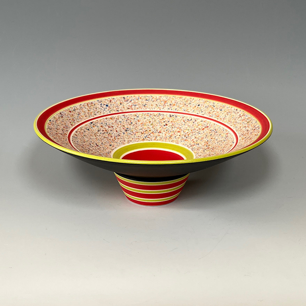 Flecked Flat Bowl - Green & Red