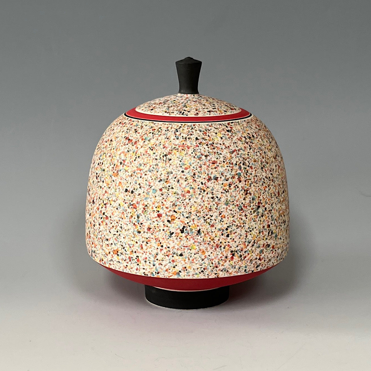 Flecked Lidded Jar - Red & Black