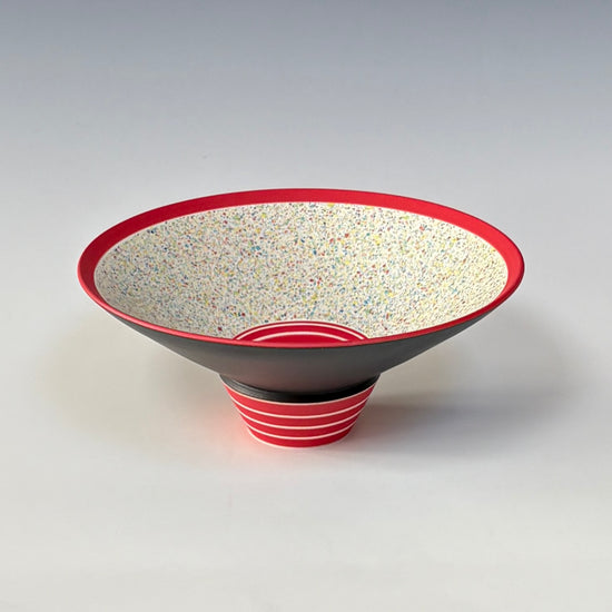 Flecked Flat Bowl - Red/Black