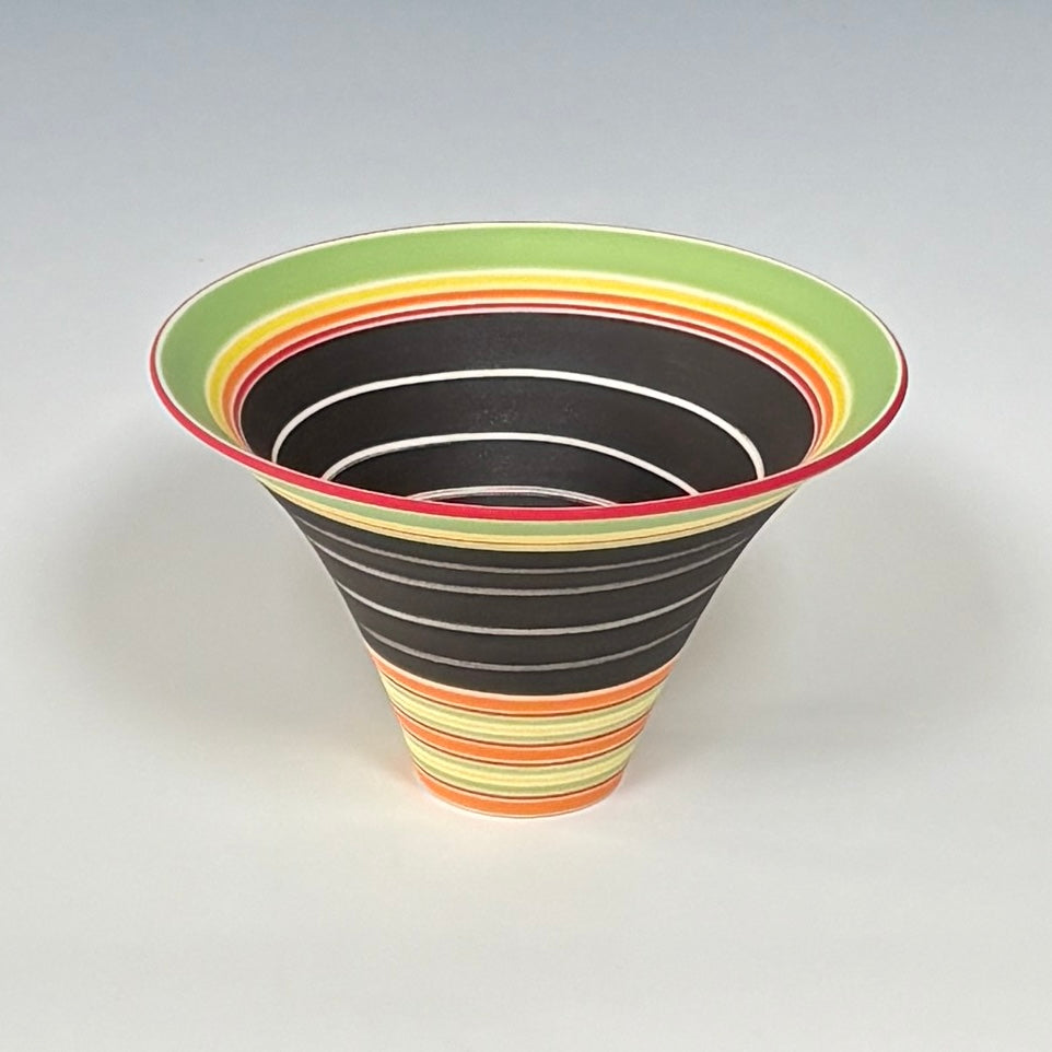 Flared Bowl - Green/Orange/Yellow/Black