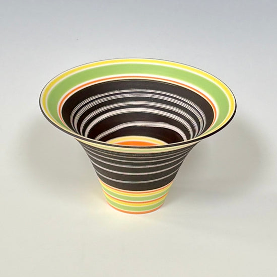 Flared Bowl (small) - Green/Orange/Black