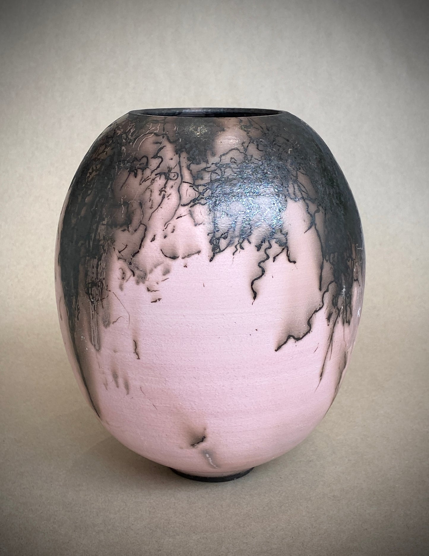 Load image into Gallery viewer, Horse Hair Raku Pink Vessel (Large)
