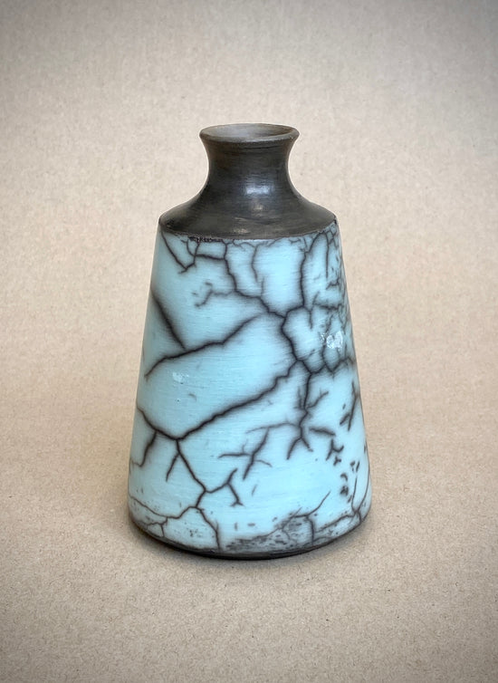 Blue Raku Fluted Pot (small)