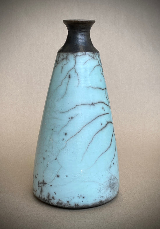Load image into Gallery viewer, Blue Raku Fluted Pot (large)
