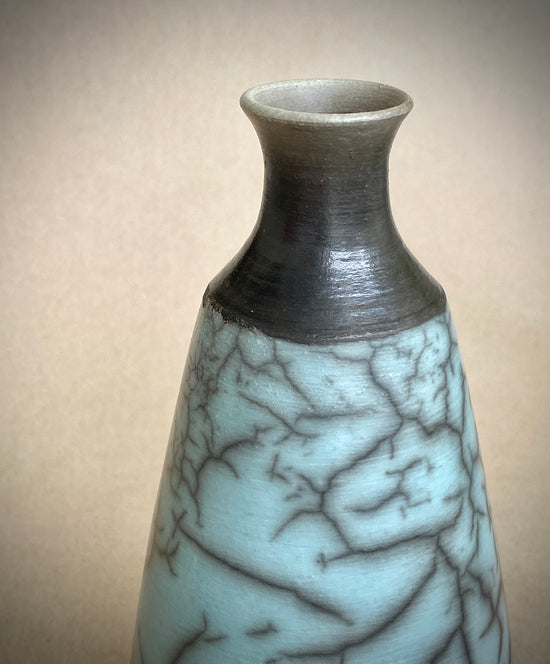 Blue Raku Fluted Pot (medium)