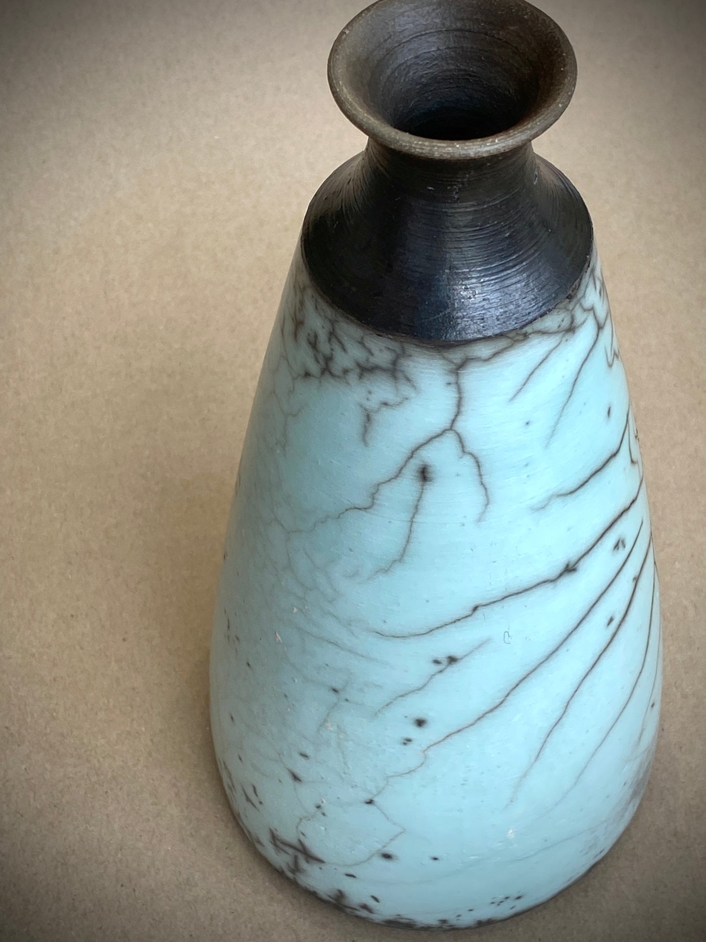 Load image into Gallery viewer, Blue Raku Fluted Pot (large)
