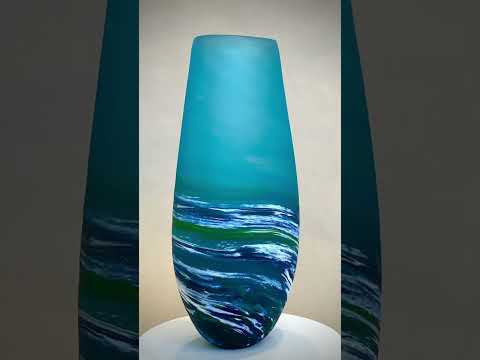 Load and play video in Gallery viewer, Seaspray Tear Blue Vase
