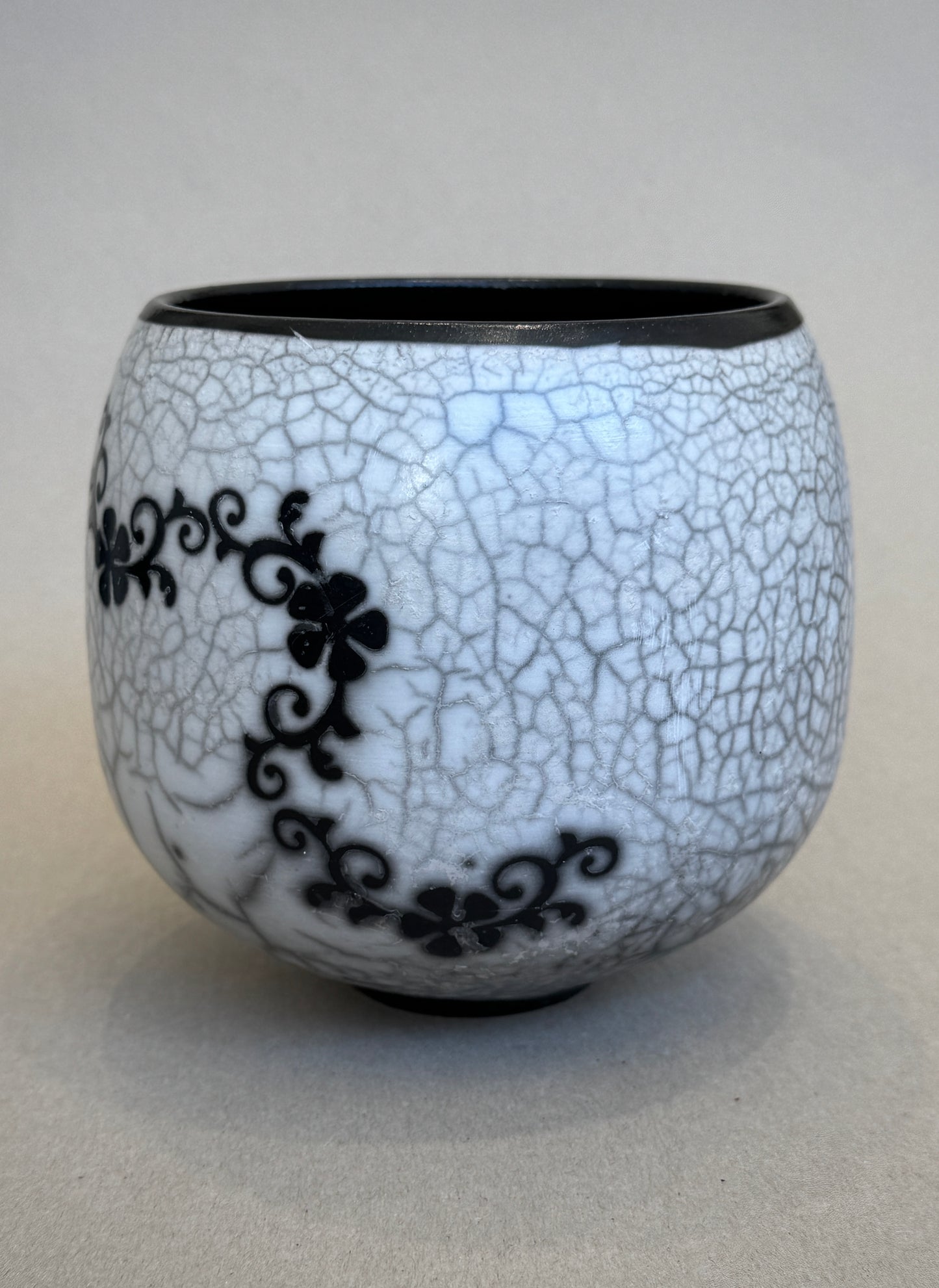 Floral Motif Raku Vessel