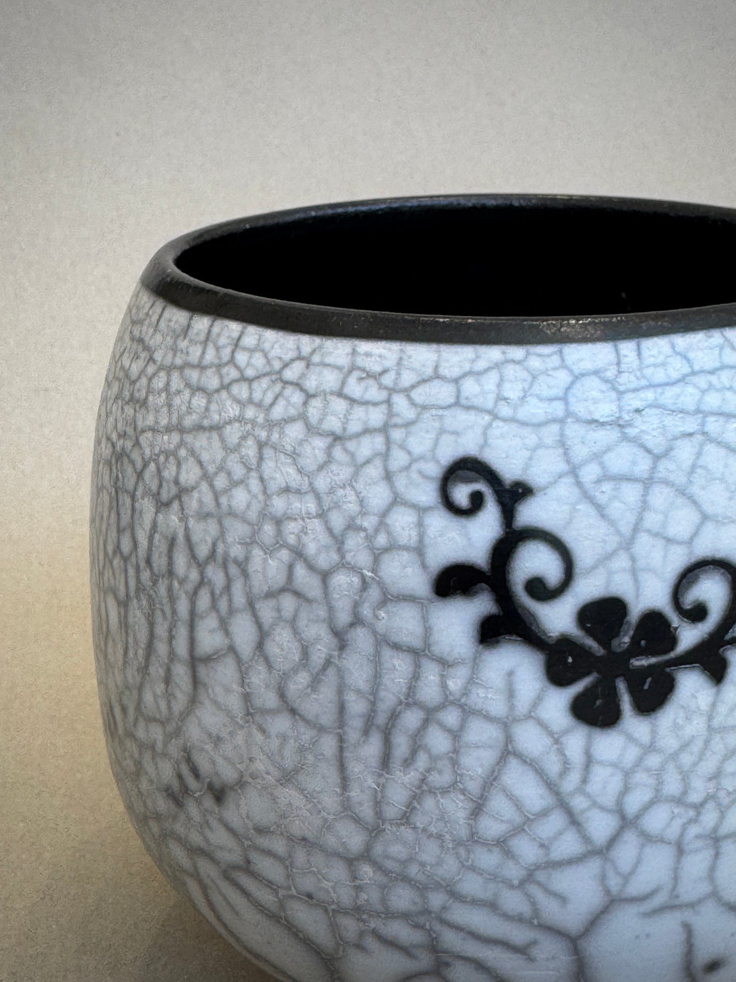 Floral Motif Raku Vessel