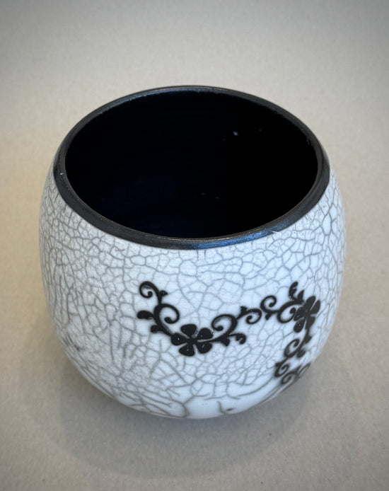 Floral Motif Raku Vessel