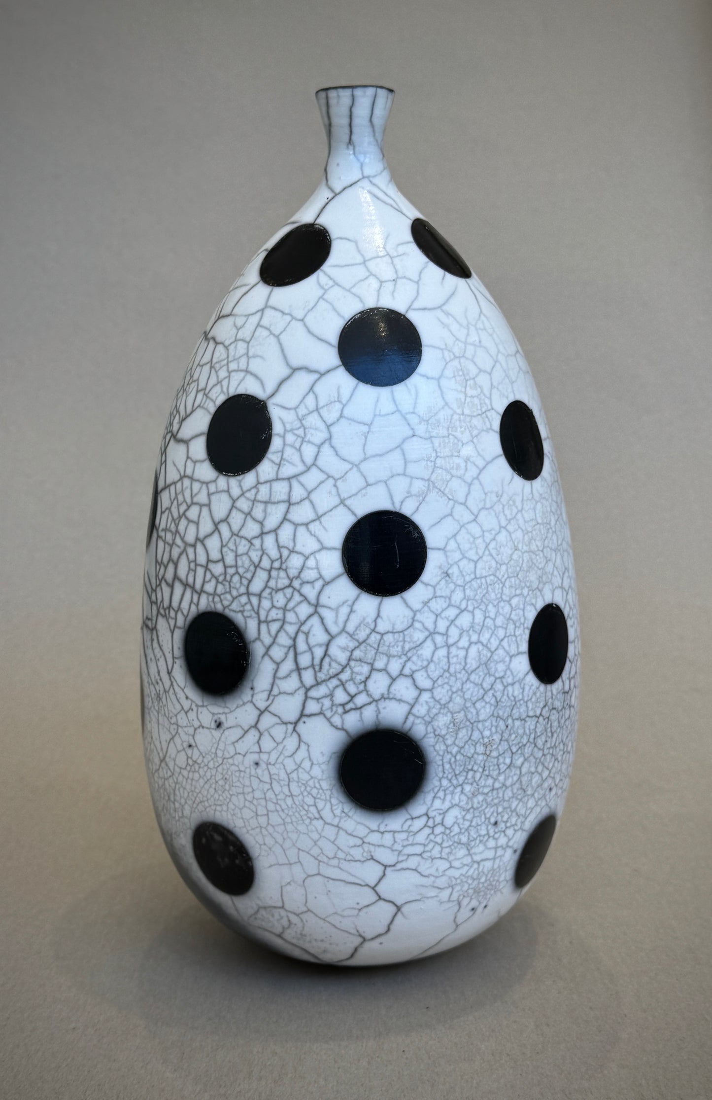 Polka Dot Raku Fluted Vase