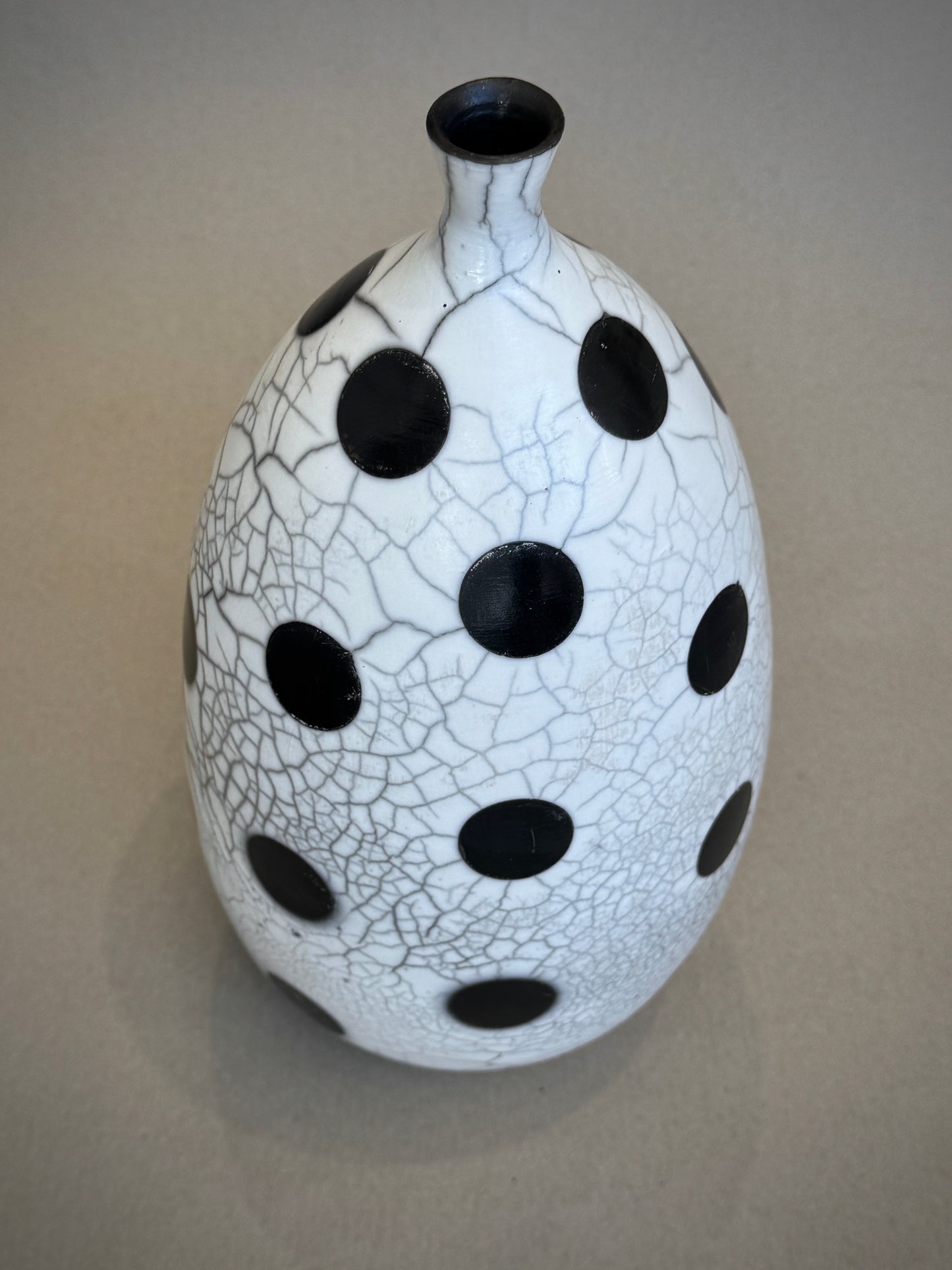 Polka Dot Raku Fluted Vase