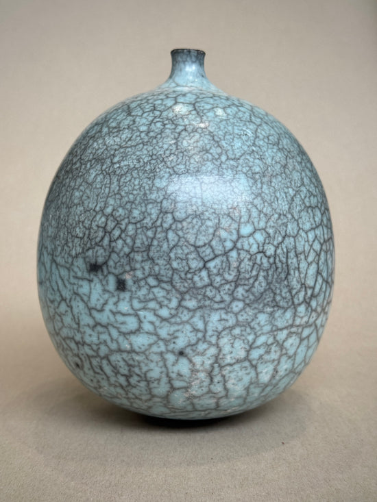 Blue Raku Narrow Neck Vessel