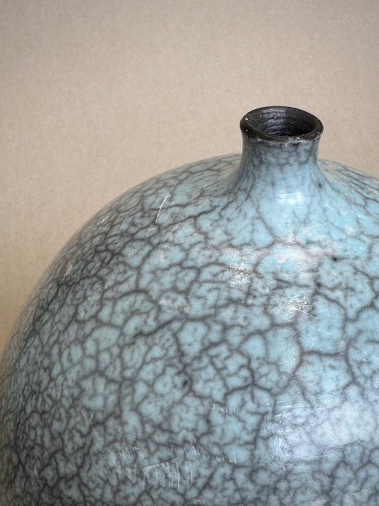 Blue Raku Narrow Neck Vessel