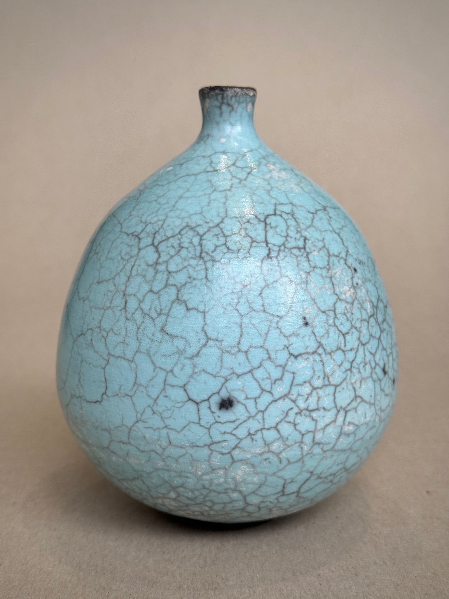 Small Blue Raku Narrow Neck Vessel