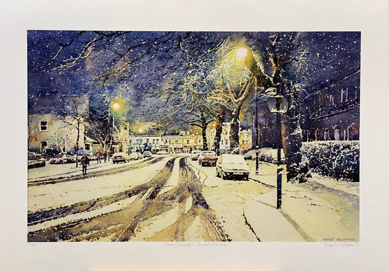 Early Snowfall, Queens Parade (Mounted Print)